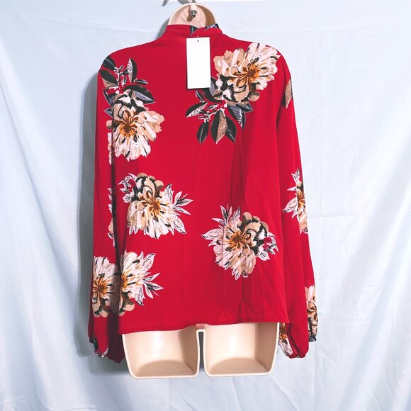 Floerns Cute Red Floral Top Size XL - Picture 2 of 3